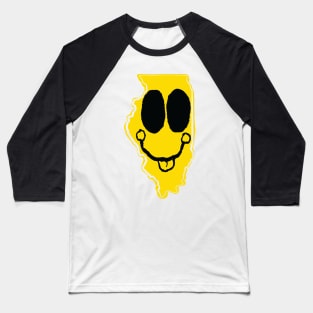 Illinois Happy Face with tongue sticking out Baseball T-Shirt